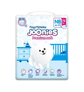 JOONIES Premium Soft Подгузники NB (0-5 кг), MEGA PACK 72 шт. JOONIES Premium Soft Подгузники NB (0-5 кг), MEGA PACK 72 шт.