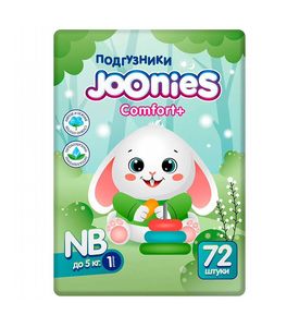 JOONIES Comfort+ Подгузники, размер NB (0-5 кг), BIG PACK 72 шт.