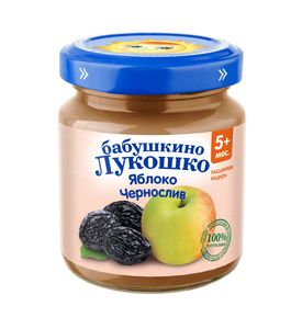 Бабушкино Лукошко Пюре из яблок и чернослива, без сахара (100гр)
