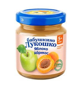 Пюре из яблок и абрикосов Бабушкино Лукошко, с сахаром, 100гр