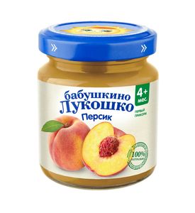 Пюре из персиков Бабушкино Лукошко, без сахара, 100гр