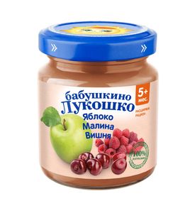 Бабушкино Лукошко Пюре из яблок,малины и вишни