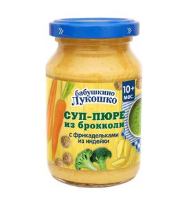 Бабушкино Лукошко суп-пюре из брокколи с фрикадельками из индейки 190г