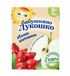 Осветленный сок "Бабушкино Лукошко" - яблоко-шиповник, 200 мл