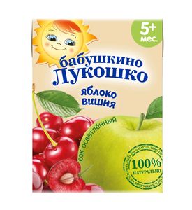 Осветленный сок "Бабушкино Лукошко" - яблоко-вишня, 200 мл