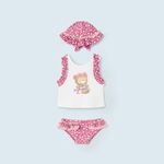 Mayoral 1692/52 Купальный комплект 3 ед: Платье, плавки, панамка Цвет: Белый/Розовый