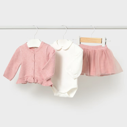 Mayoral  Комплект: Кардиган, боди и юбка Нежно-розовый