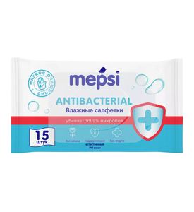 MEPSI Влажные антибактериальные очищающие салфетки 15шт
