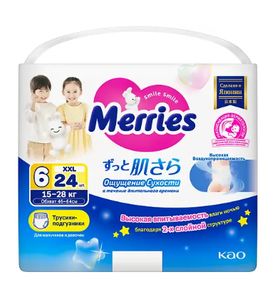 Merries Подгузники-трусики XXL, 24 шт
