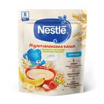 Nestle Каша молочная мультизлаковая с бананом и кусочками земляники 200г