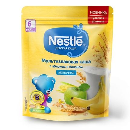 Nestle® Молочная мультизлаковая каша с яблоком и бананом, 220гр