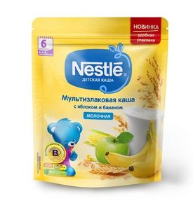 Nestle® Молочная мультизлаковая каша с яблоком и бананом, 220гр