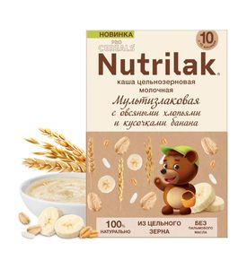 Нутрилак PREM.Мультизлак.c овсяними  хлопьями и бананом PROCEREALS каша мол.цельнозерн 200 г.