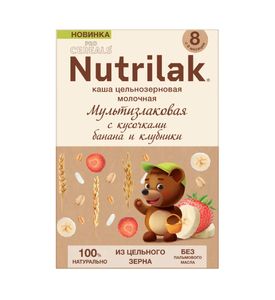 Нутрилак PREM.Мультизлак.c бананом и клубникой PROCEREALS каша мол.цельнозерн.200 г.