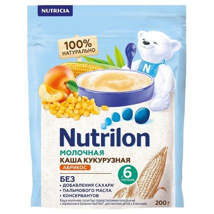 Nutrilon каша молочная 200 г, 6 м+ кукурузная абрикос