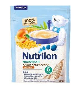 Nutrilon каша молочная 200 г, 6 м+ кукурузная абрикос
