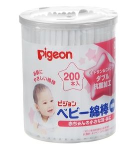 PIGEON Ватные палочки для детей  с усилен. антибактр.покрытием тонкие 200 шт