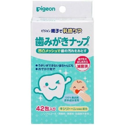 PIGEON Детские влажные салфетки для чистки молочных зубов с 6 мес мягк.упак 42шт