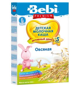 Детская каша Bebi Premium молочная овсяная, 250гр