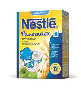Nestle® Каша "Помогайка"® йогуртная молочная 3 злака с грушей и яблоком, 200гр