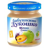 Бабушкино Лукошко Пюре из яблок и слив, 100гр