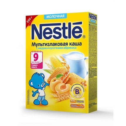 Nestle® Молочная мультизлаковая каша с мёдом и кусочками абрикоса, 220гр