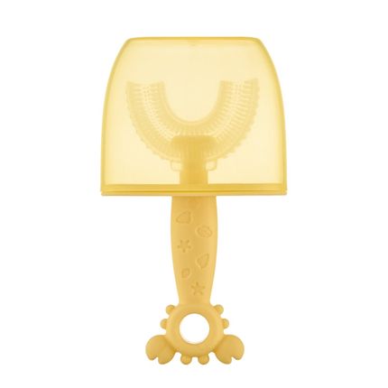 ROXY-KIDS Зубная щетка-массажер Крабик с футляром, цвет желтый