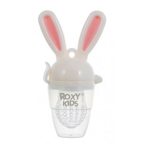 Roxy-Kids Ниблер для прикорма малышей Bunny Twist с силиконовой сеточкой. Цвет розовый RFN-006