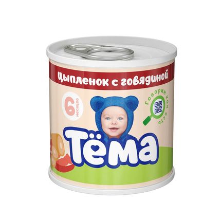 ТЕМА пюре Цыпленок с говядиной 12% 90г ж/б