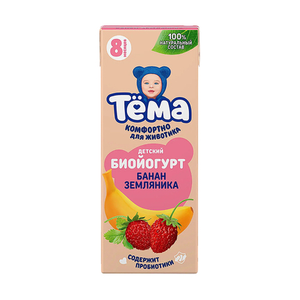 ТЕМА Биойогурт банан земляника 2,5% 210г. ТЕМА Биойогурт банан земляника 2,5% 210г.