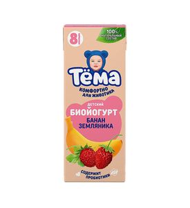 ТЕМА Биойогурт банан земляника 2,5% 210г. ТЕМА Биойогурт банан земляника 2,5% 210г.
